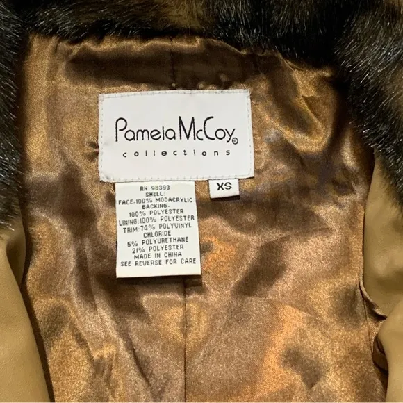Pamela McCoy Brown Faux Fur Utility Jacket