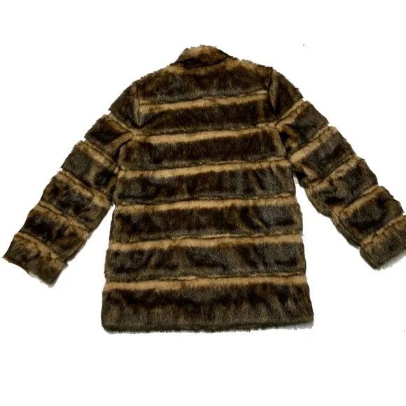 Pamela McCoy Brown Faux Fur Utility Jacket