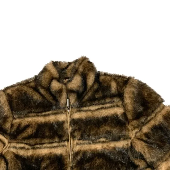 Pamela McCoy Brown Faux Fur Utility Jacket