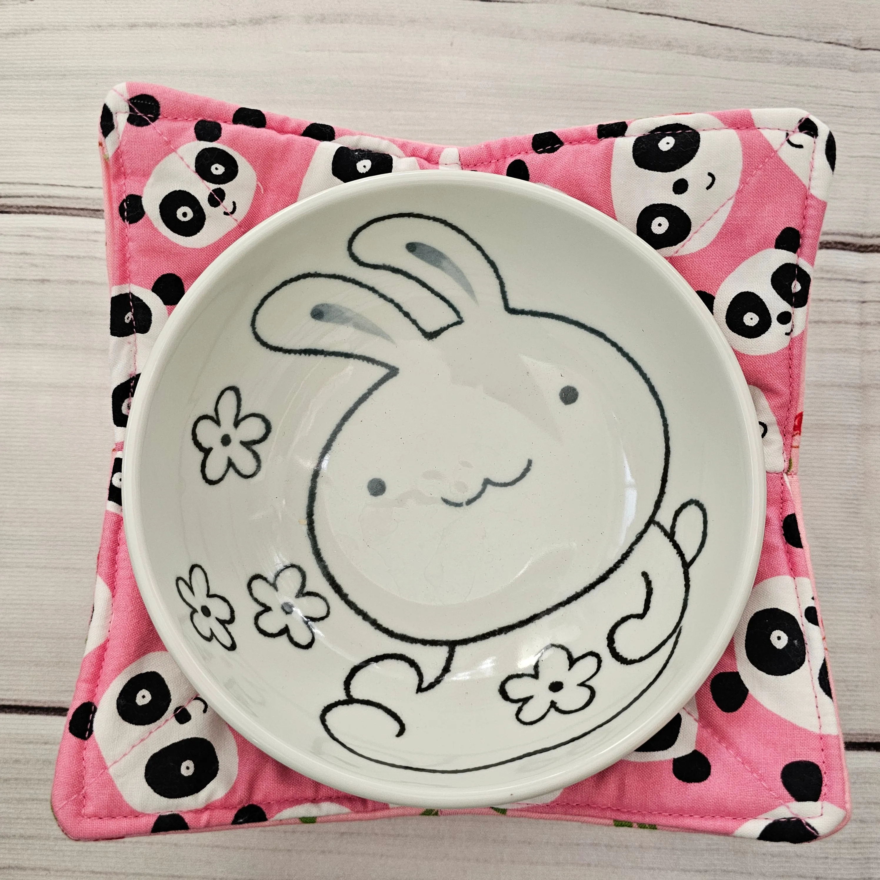 Pandas and Cherries - Reversible 100% Cotton Bowl Cozy