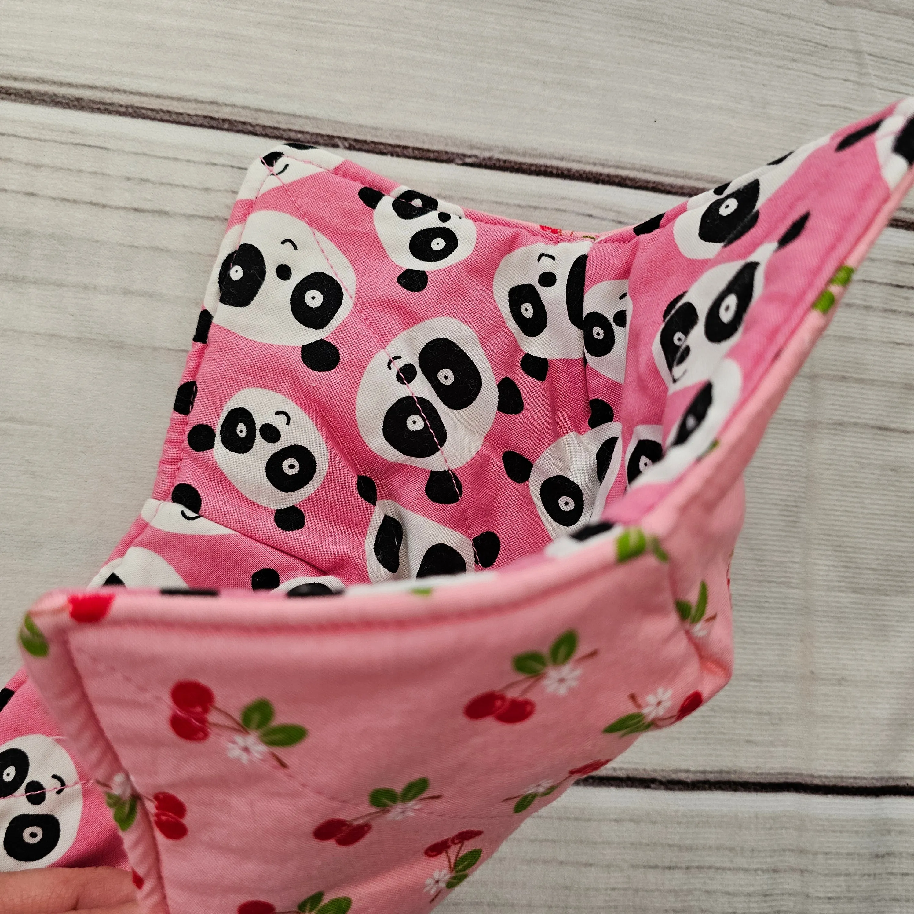 Pandas and Cherries - Reversible 100% Cotton Bowl Cozy