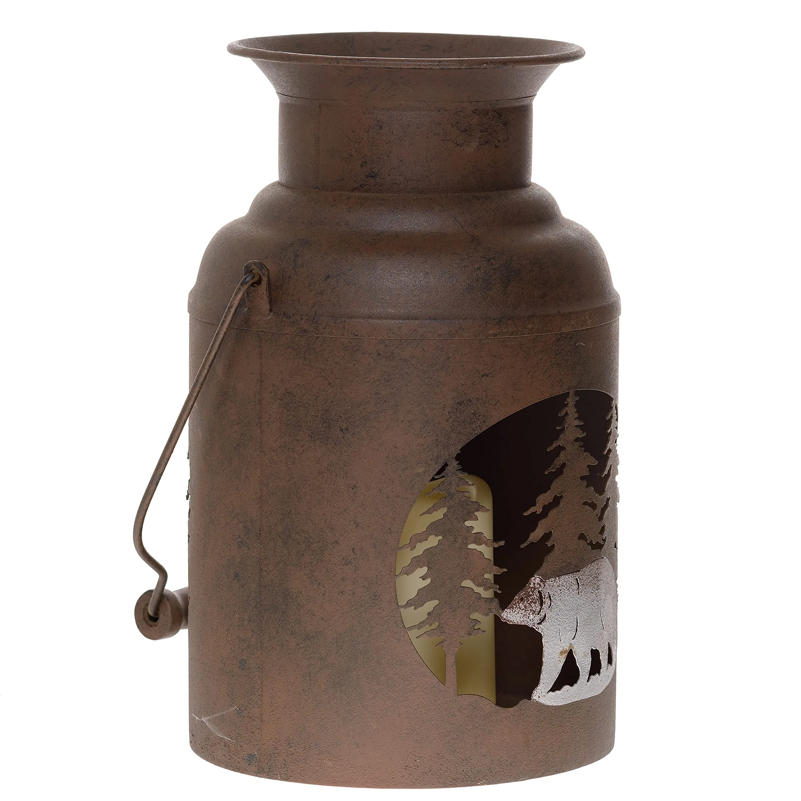Pine Ridge Bear And Pine Jug Candle Lantern Home Decor, Bear Silhouette Flameless Lantern Lights Decorative, Night Light Cabin Decor - Holiday Christmas Decoration