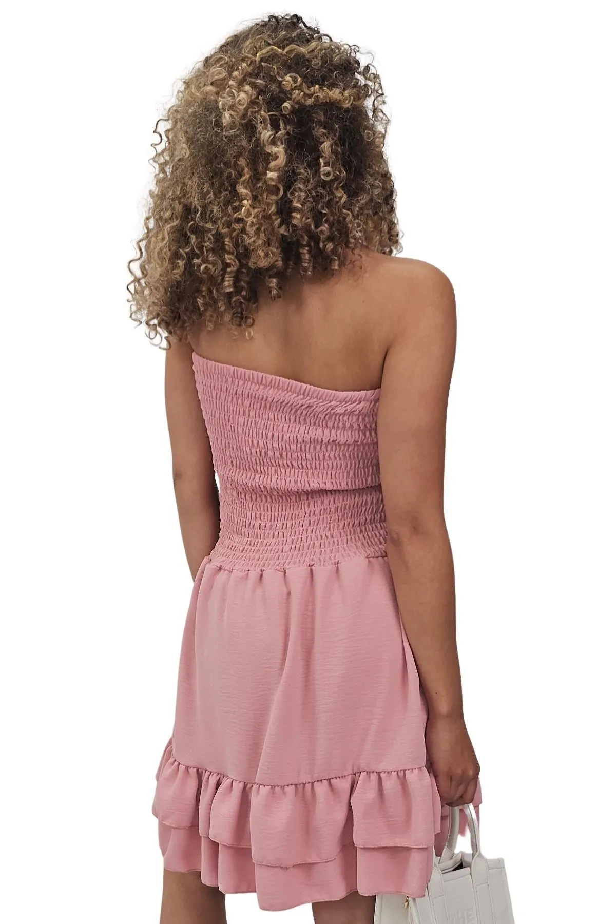 Plain Bandeau Shirred Playsuit