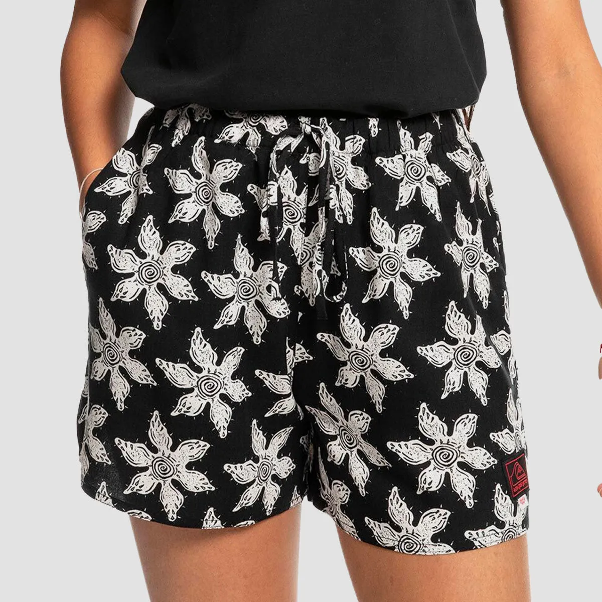 Quiksilver x Stranger Things Upside Down Shorts Monster Flower Black - Womens