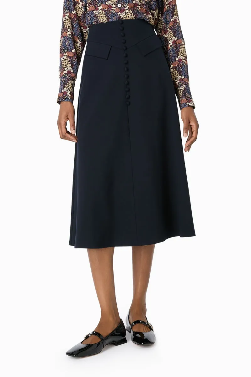Rae Jersey A Line Skirt - Dark Navy