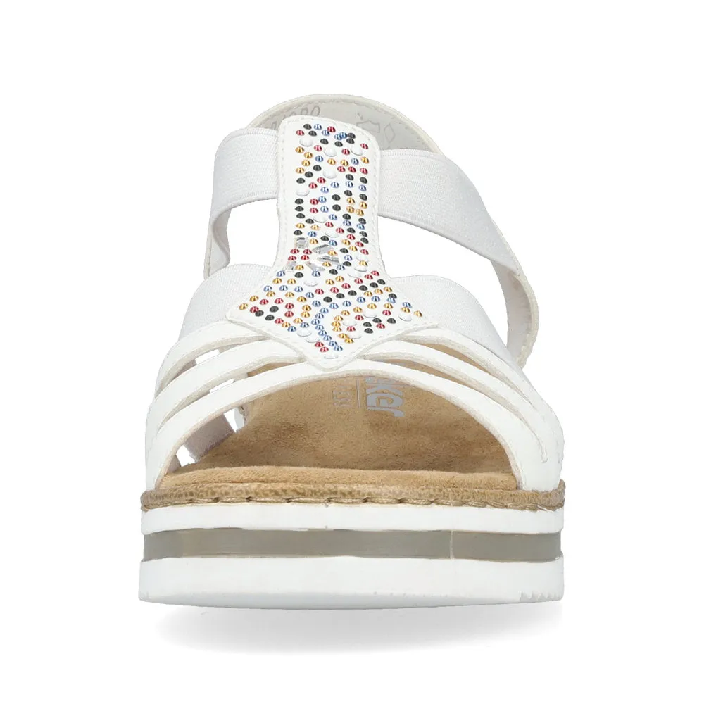 Rieker Low Wedge Sparkle Sandal White
