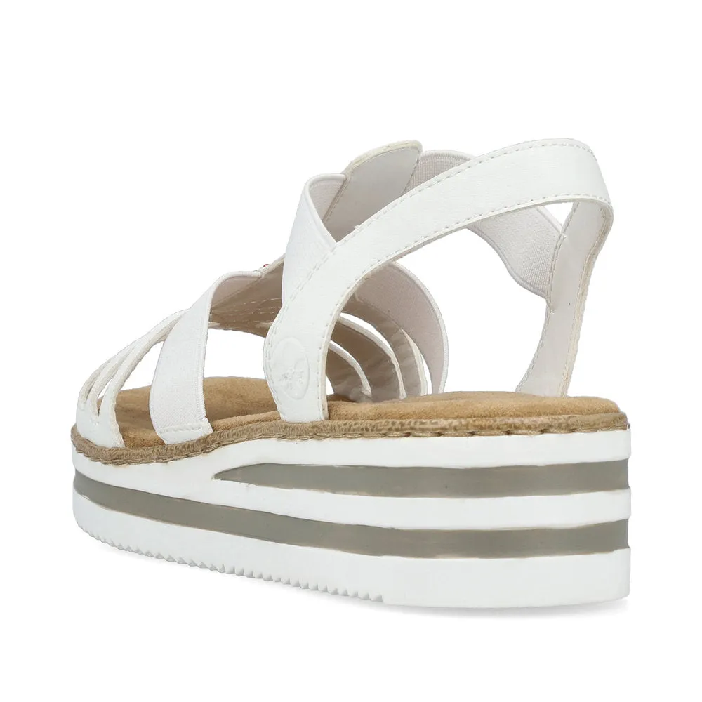 Rieker Low Wedge Sparkle Sandal White