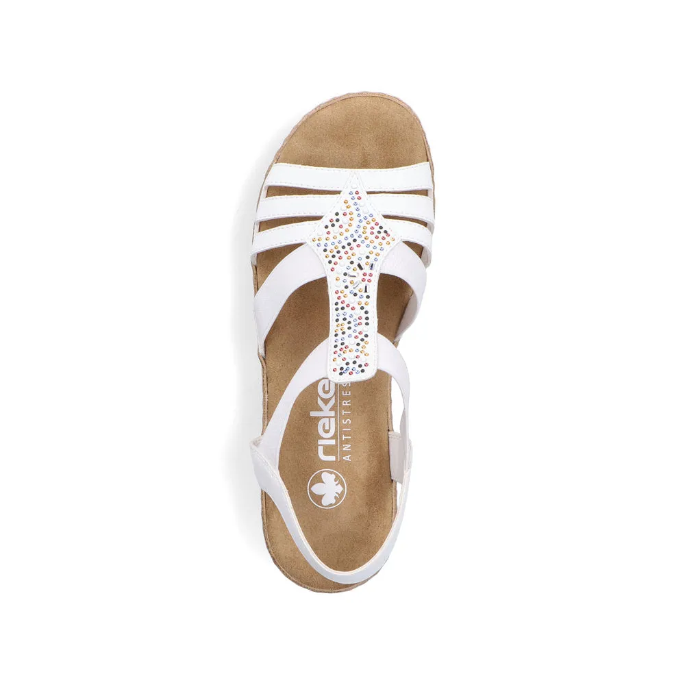 Rieker Low Wedge Sparkle Sandal White