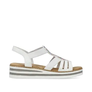 Rieker Low Wedge Sparkle Sandal White