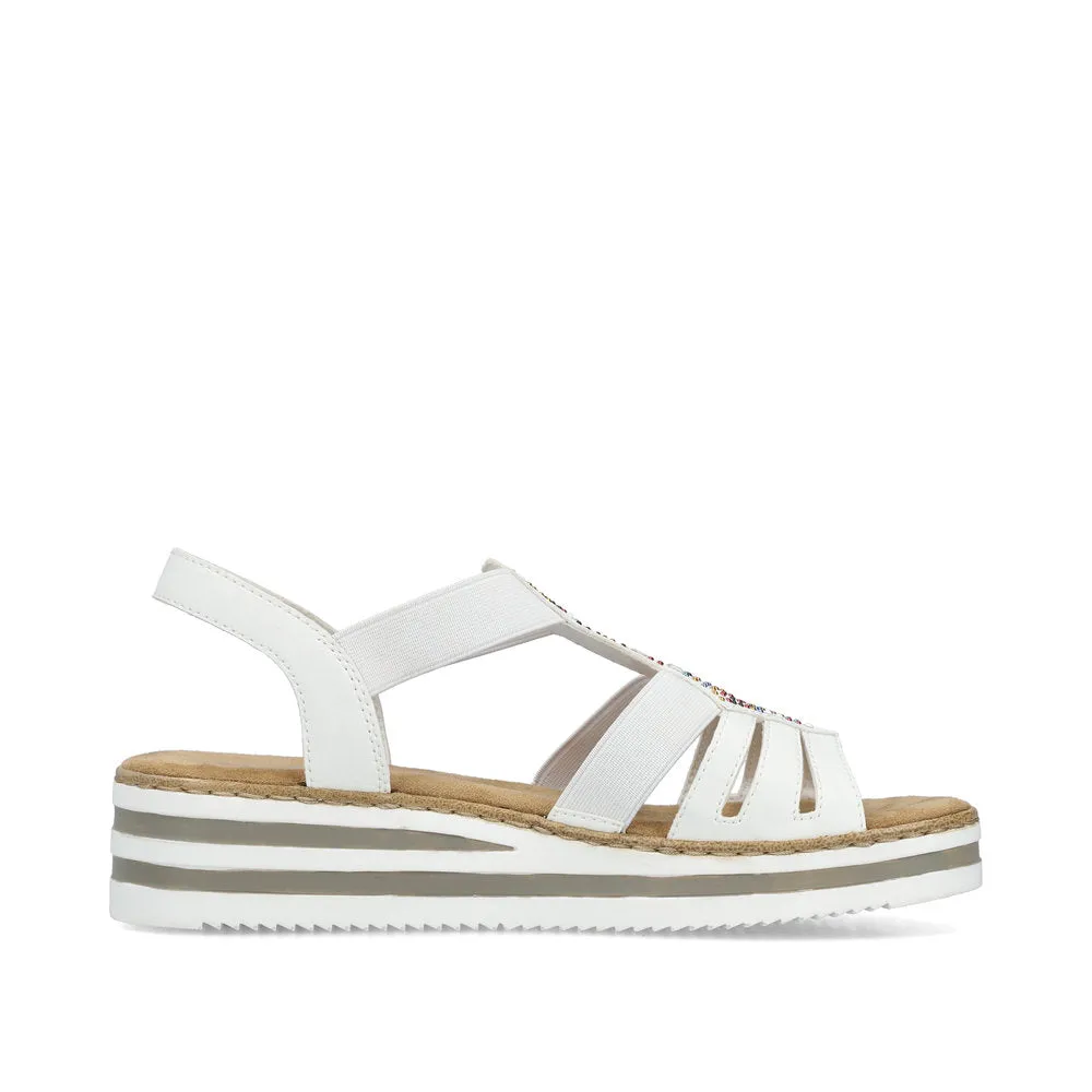 Rieker Low Wedge Sparkle Sandal White