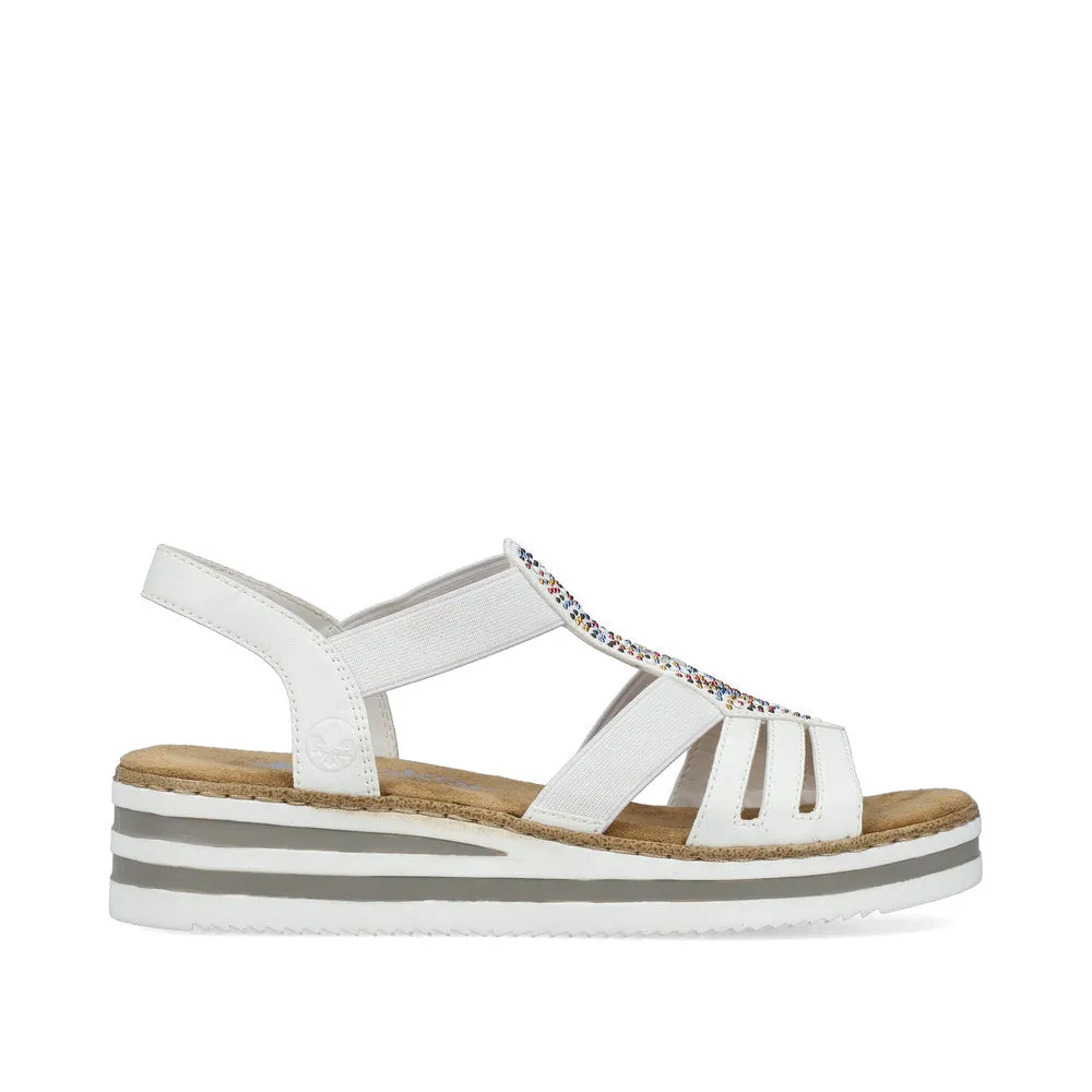 Rieker Low Wedge Sparkle Sandal White