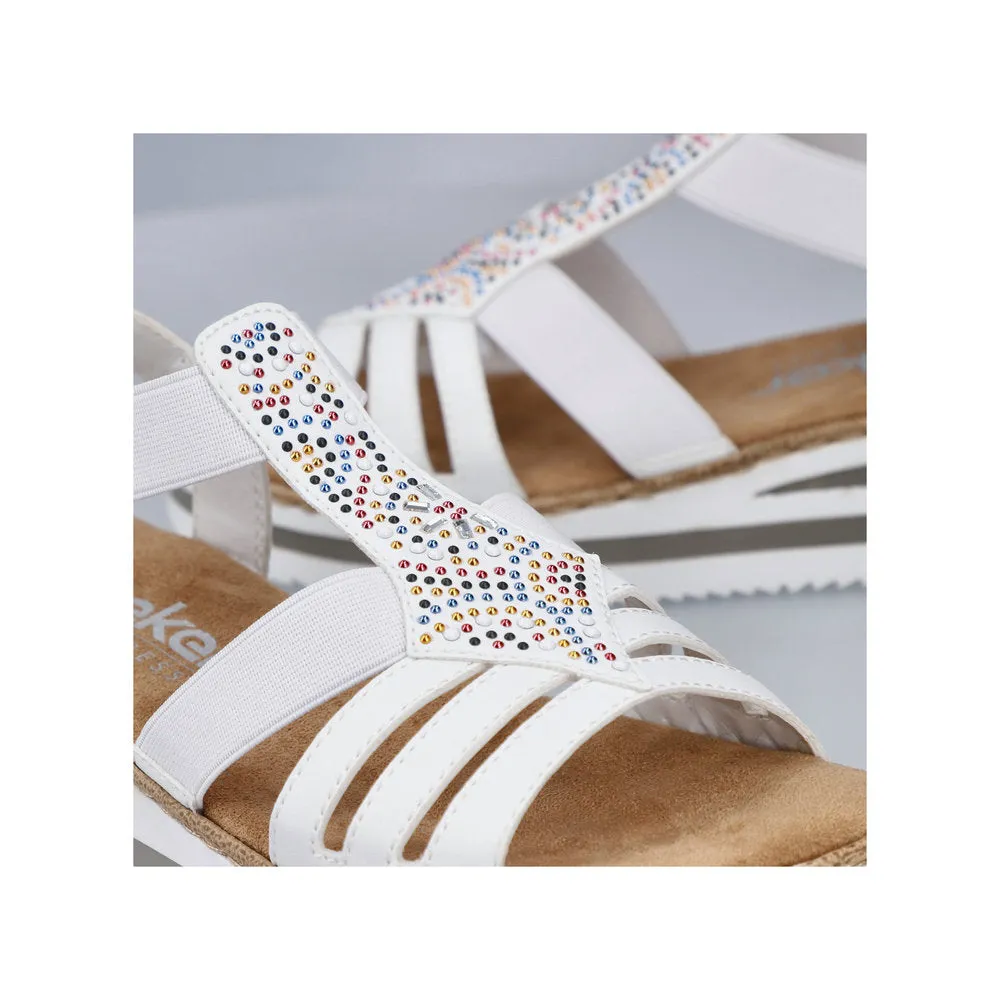 Rieker Low Wedge Sparkle Sandal White