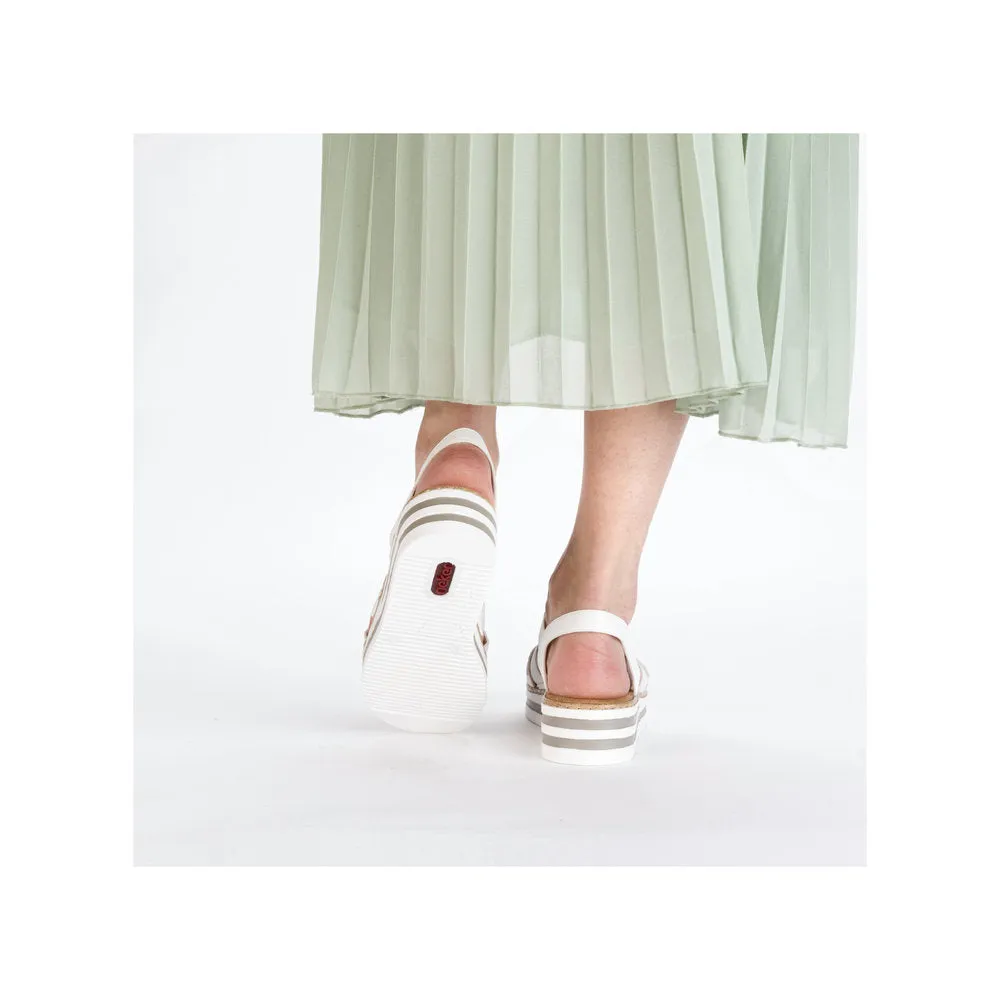Rieker Low Wedge Sparkle Sandal White