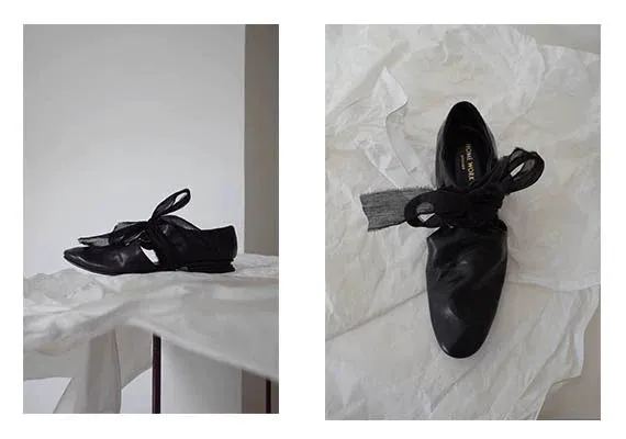 Simple Pleated Ribbon Shoes
