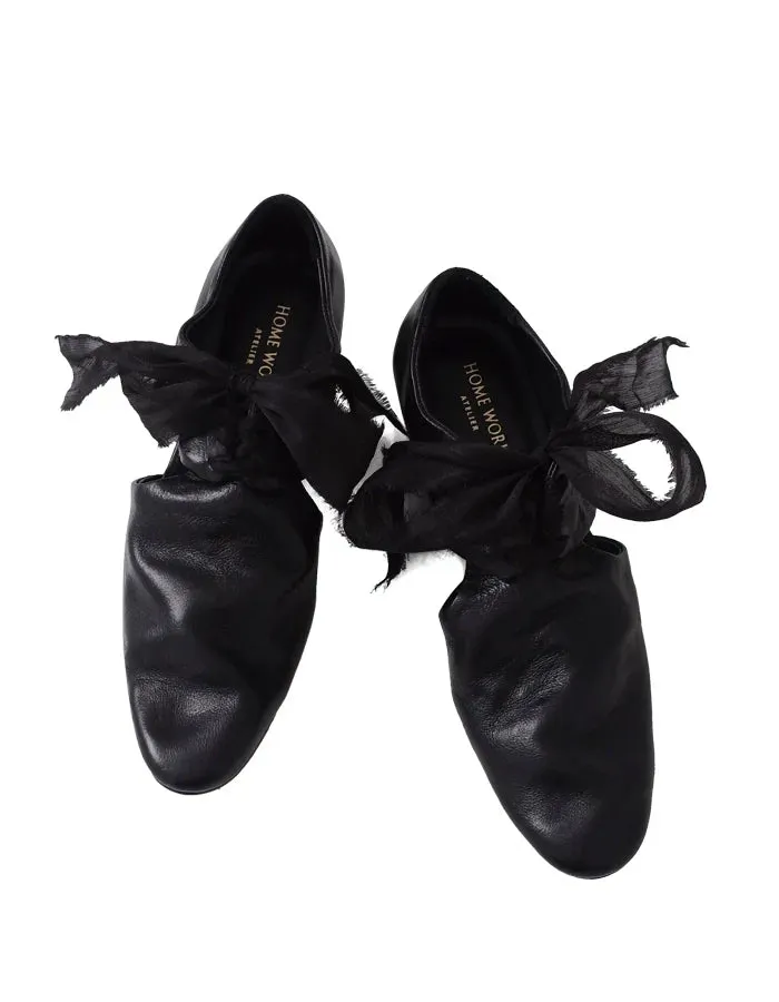 Simple Pleated Ribbon Shoes