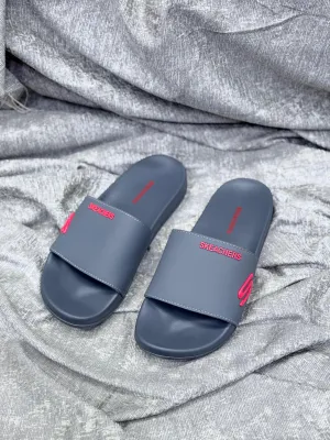 Skechers Slides-Grey Red