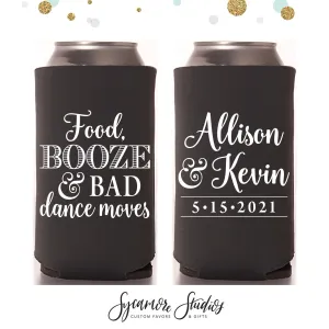 Slim 12oz Wedding Can Cooler #148S - Food, Booze & Bad Dance Moves