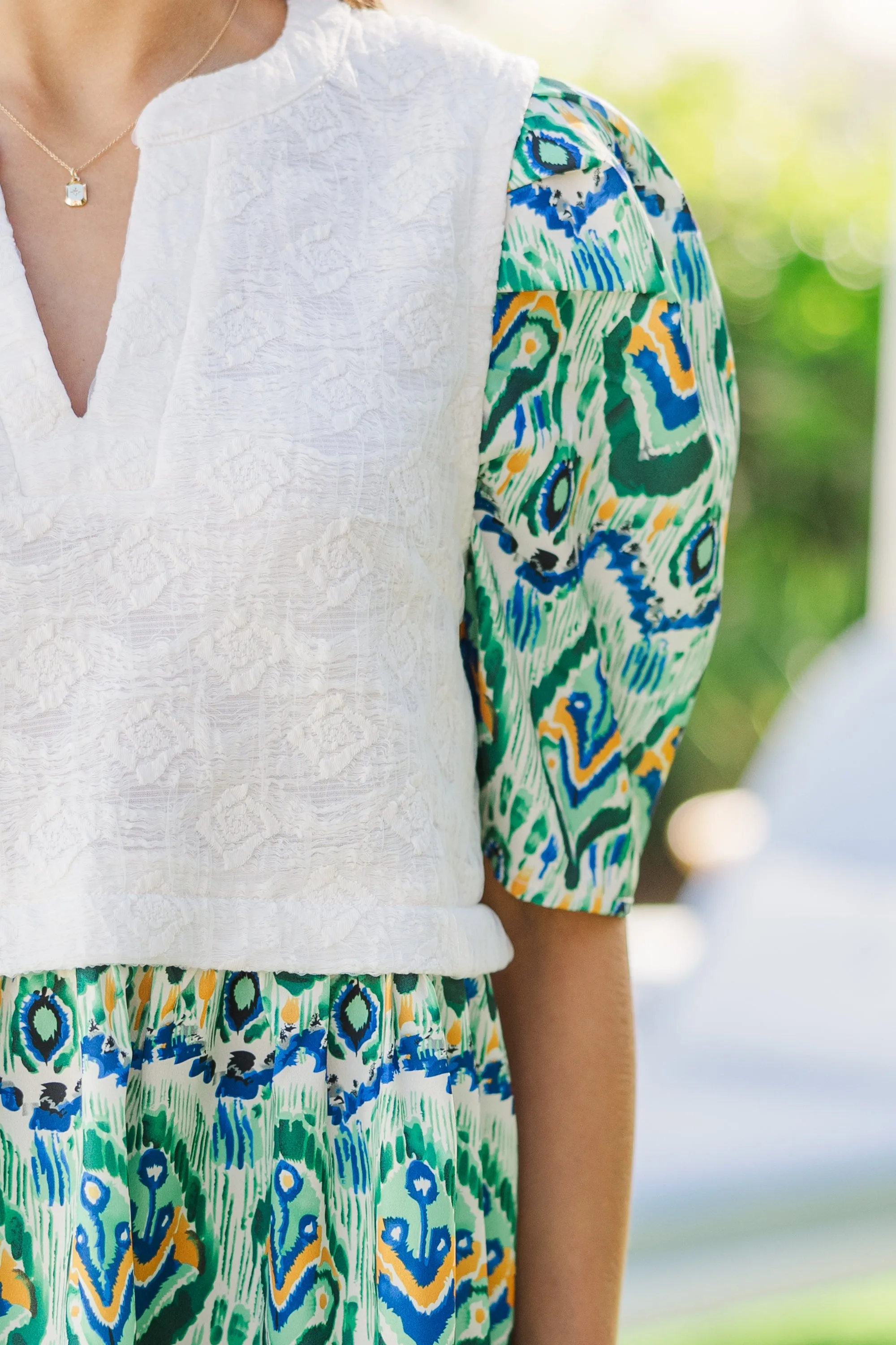 Taking It Easy Green Ikat Dress