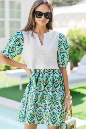 Taking It Easy Green Ikat Dress
