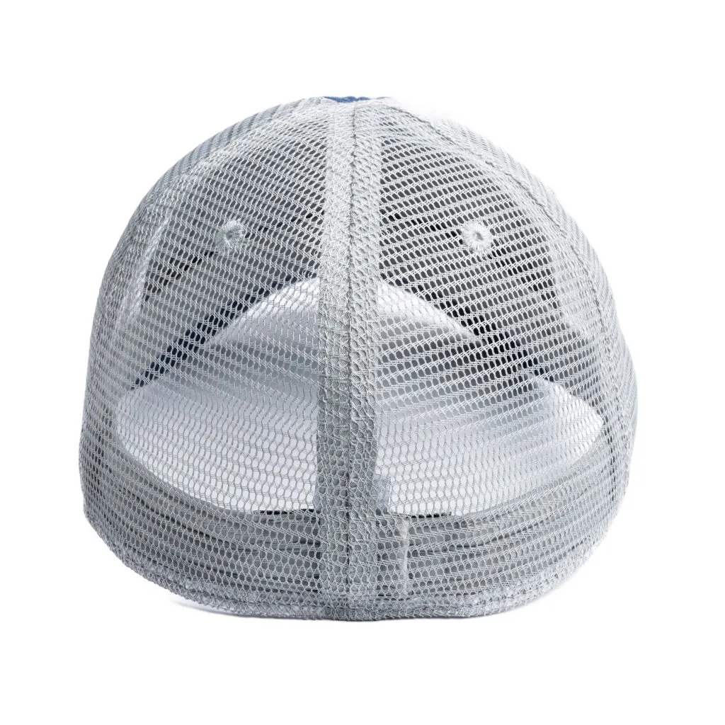The Mesh Trucker Boston Scally Cap - Navy with Grey
