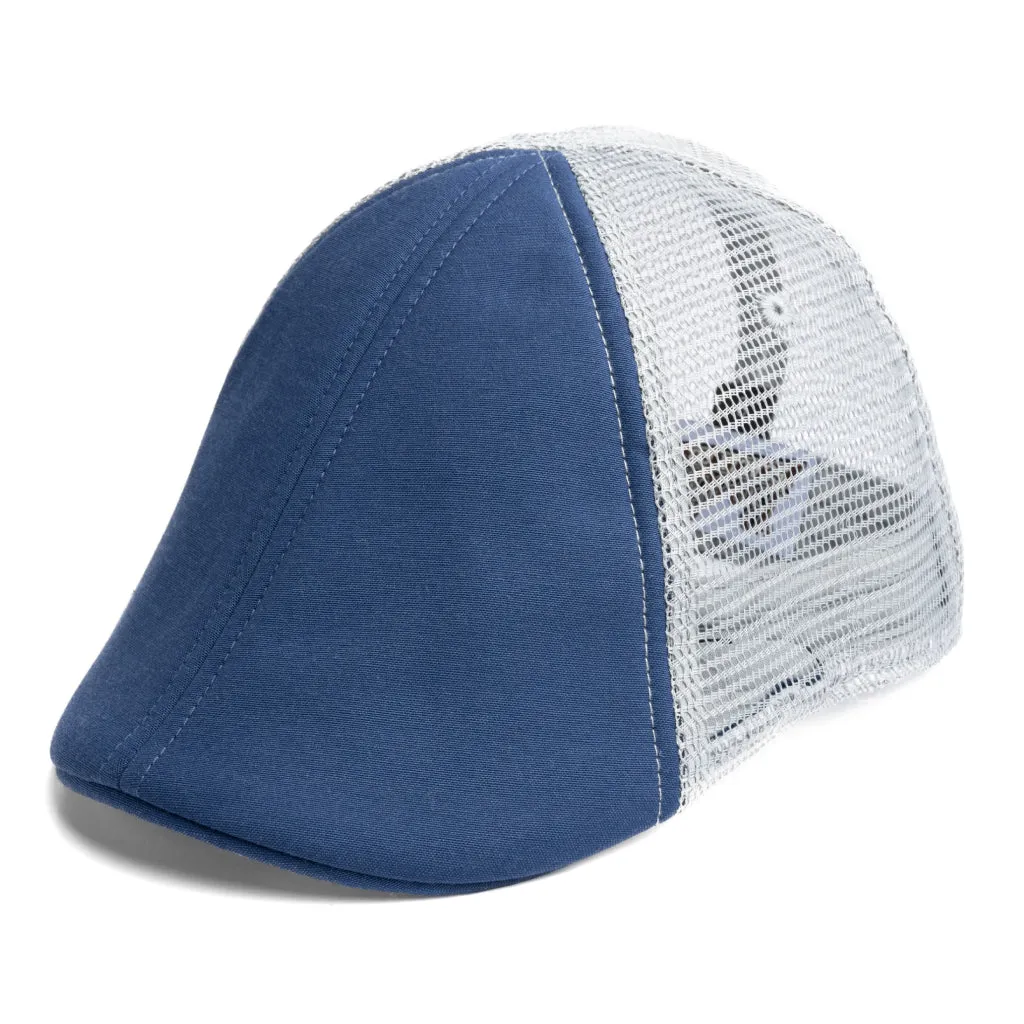 The Mesh Trucker Boston Scally Cap - Navy with Grey