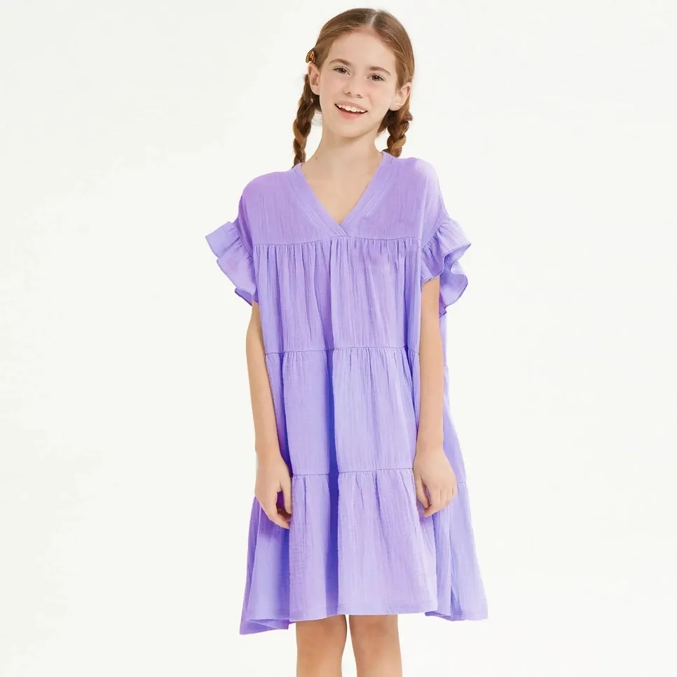 Tween Cotton Gauze Tiered Dress