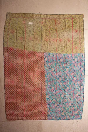 Vintage Dowry Kantha Blanket, #51 - 83"x60"