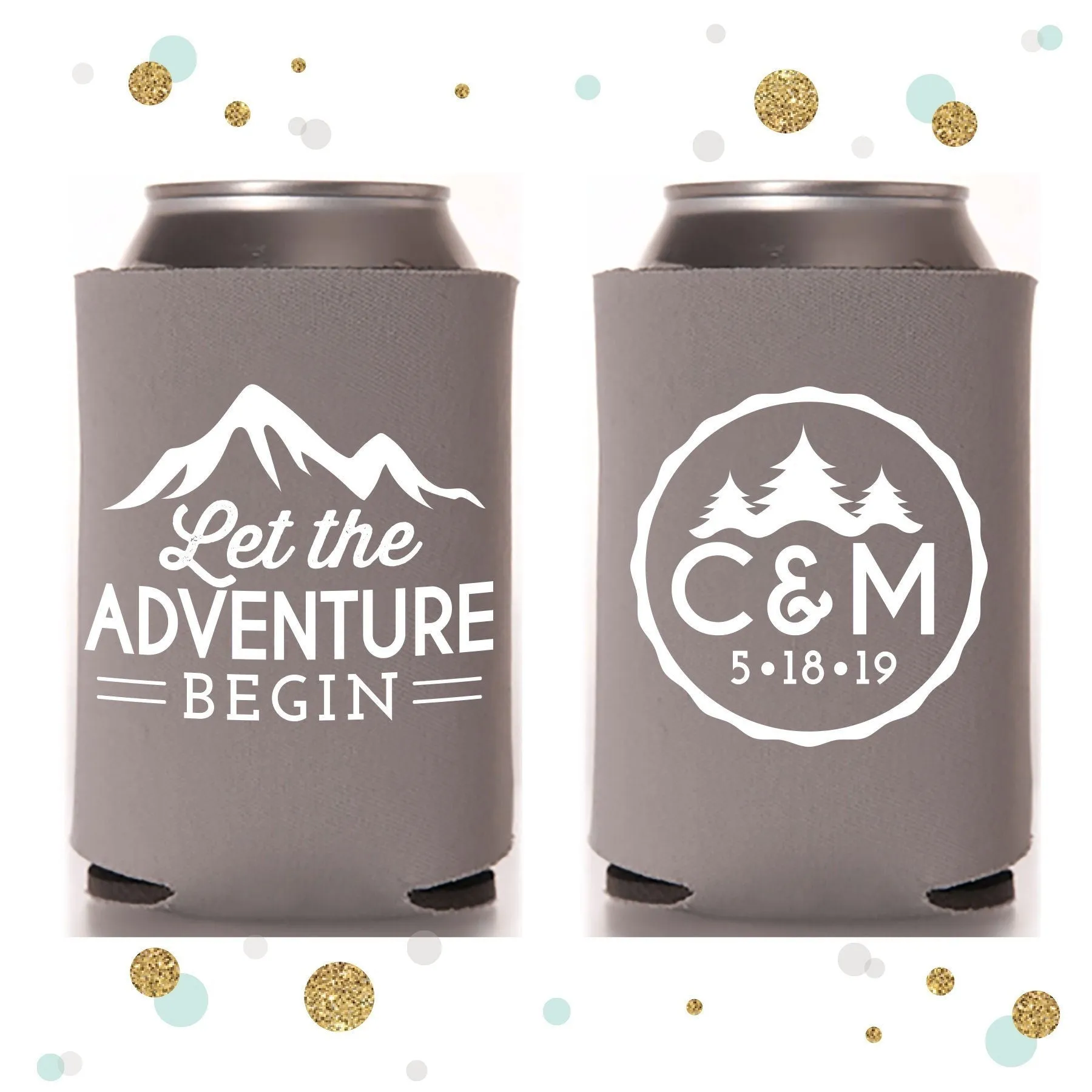 Wedding Can Cooler #119R - Let The Adventure Begin