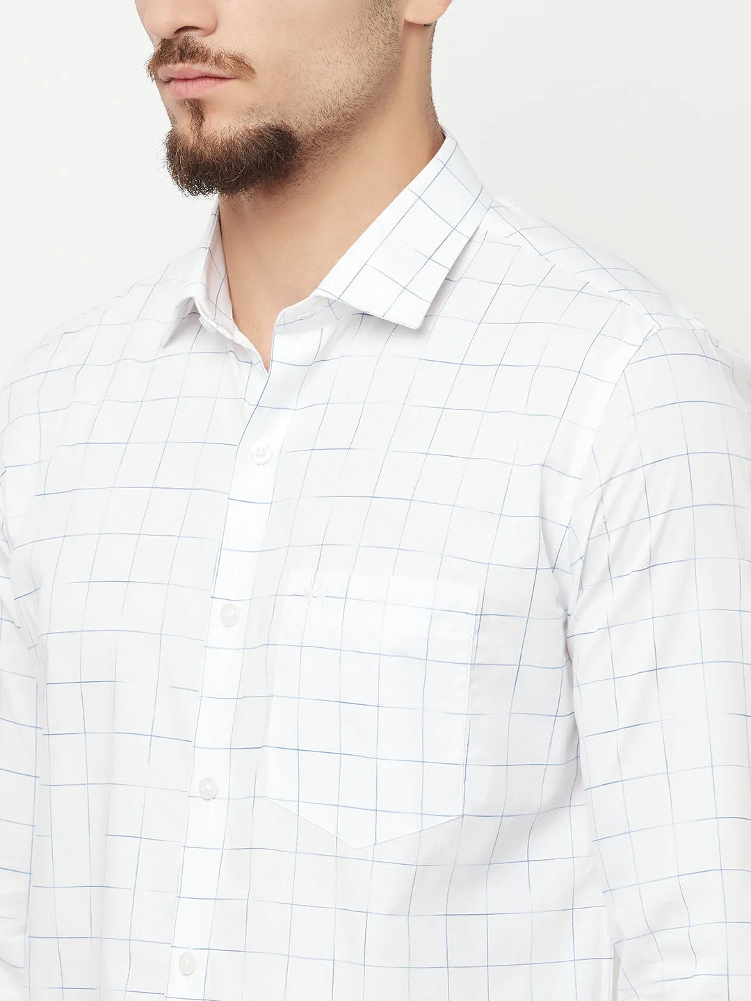White Checked Casual Shirt