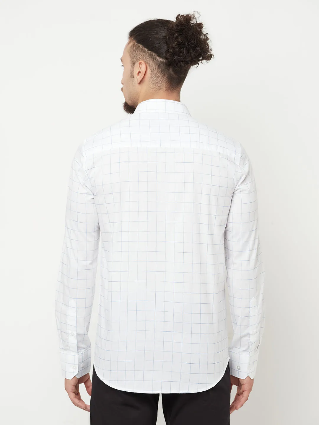 White Checked Casual Shirt