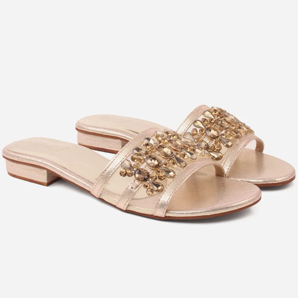 Women "MOLLY" Net Detailing Low Heel Casual Slippers
