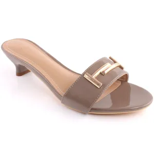 Women “REAGAN” Buckle Adorned Slip on Kitten Heel Sandals