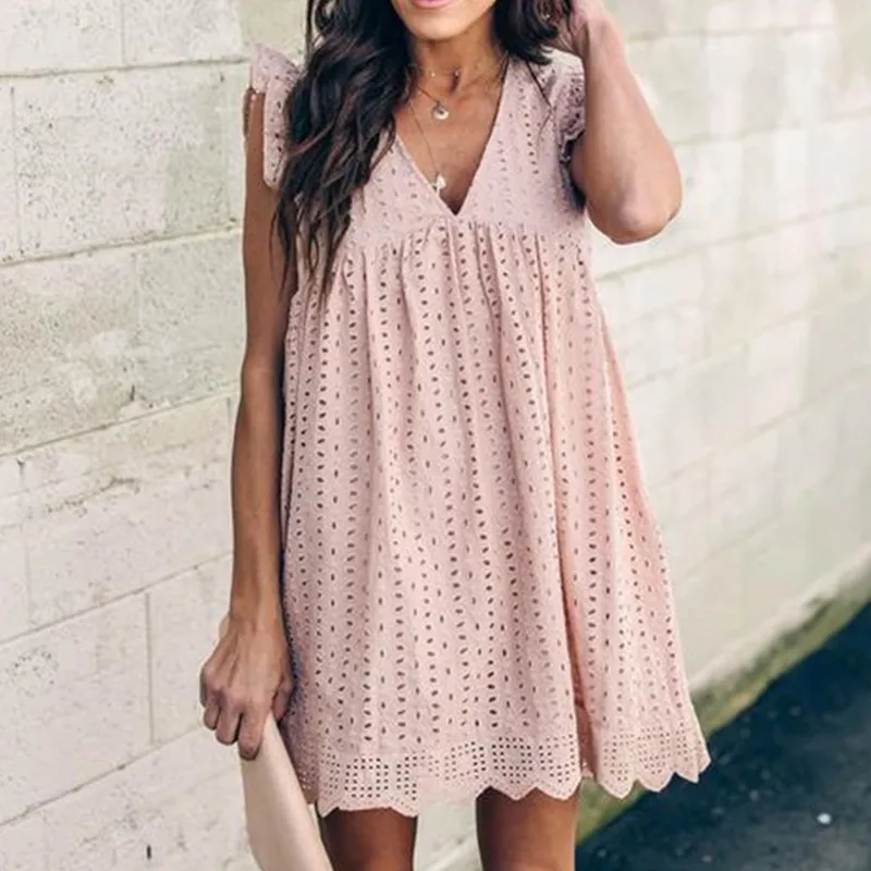 Women's Eyelet Lace Sleeveless Dress | Summer Chic