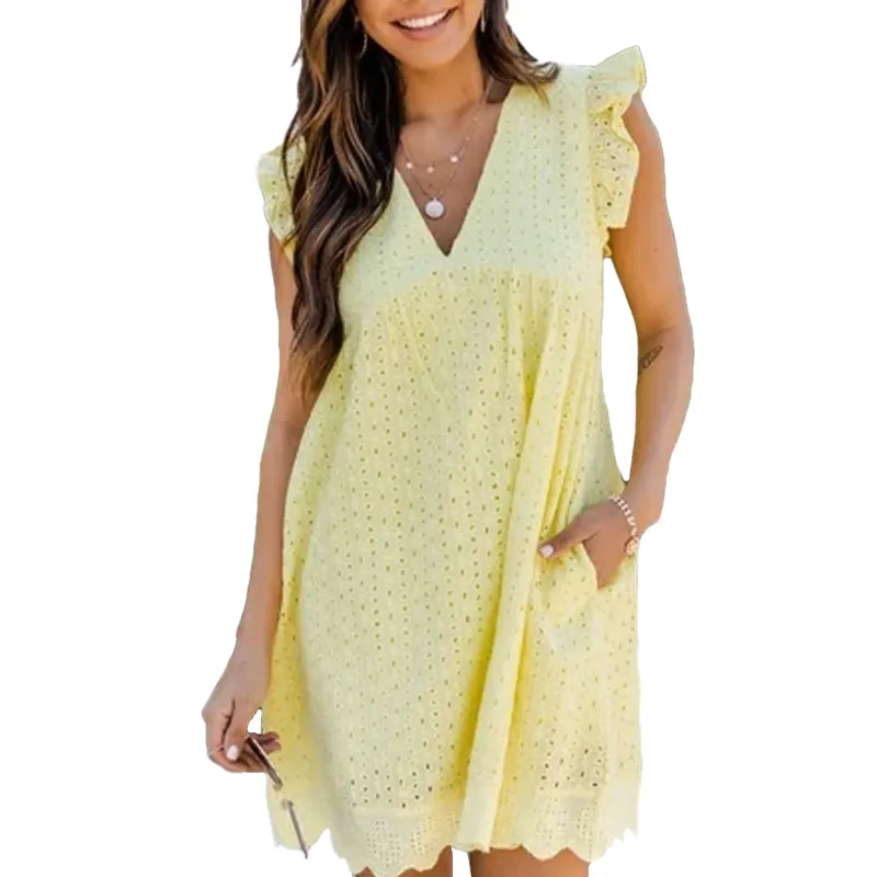 Women's Eyelet Lace Sleeveless Dress | Summer Chic