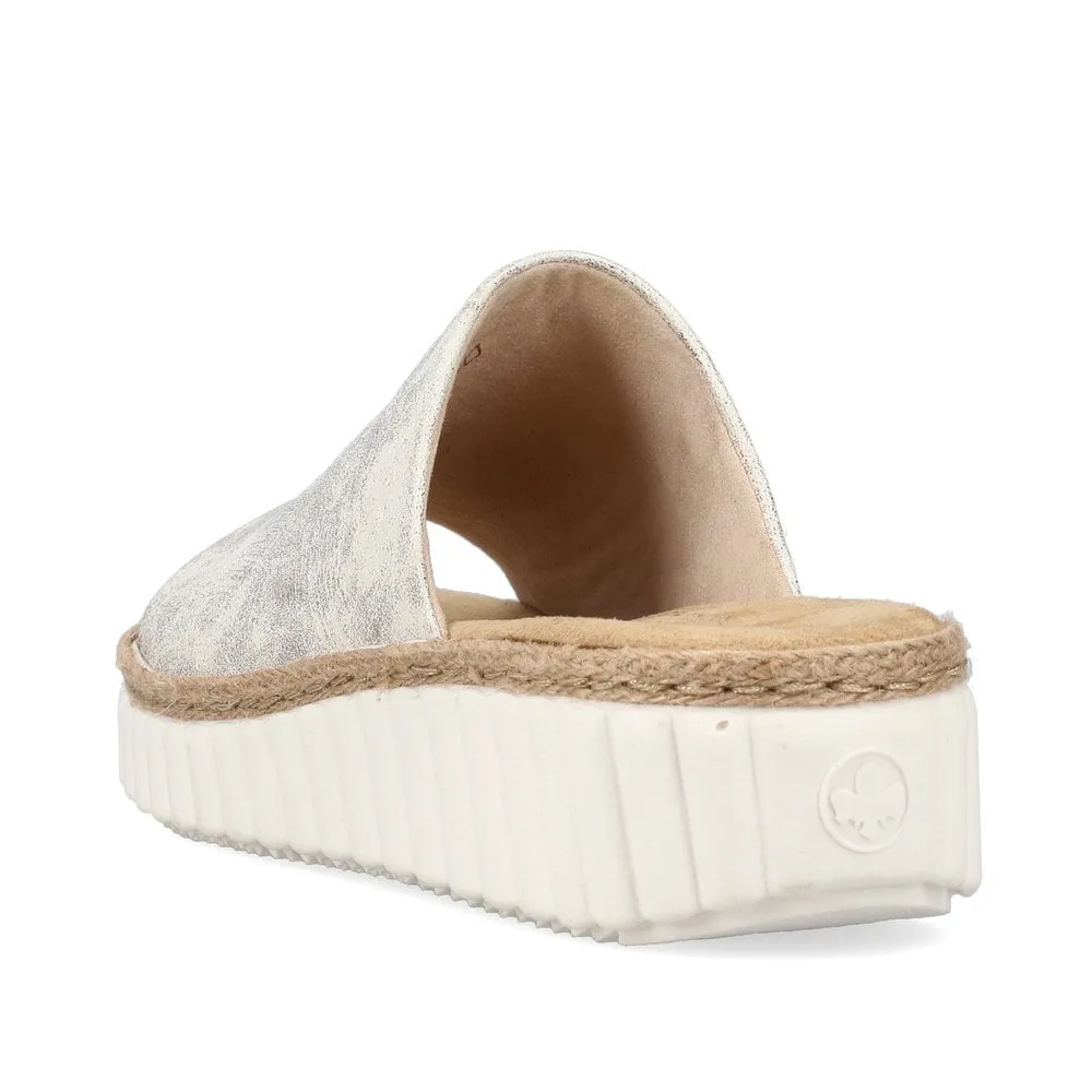 Womens Rieker Slip On Sandals Beige