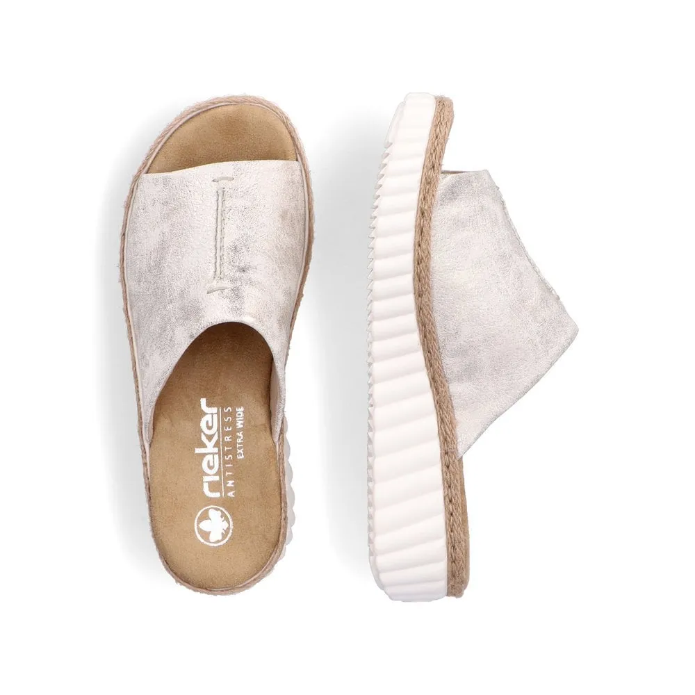 Womens Rieker Slip On Sandals Beige