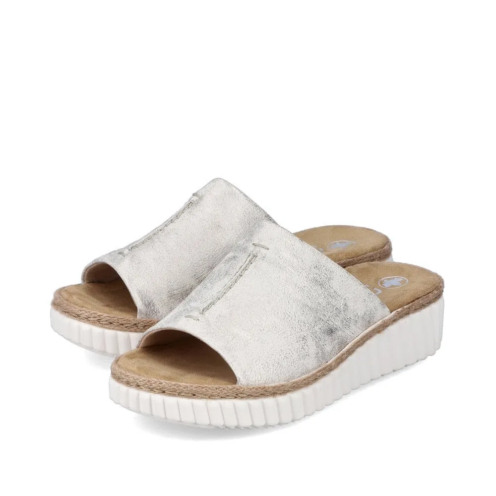 Womens Rieker Slip On Sandals Beige