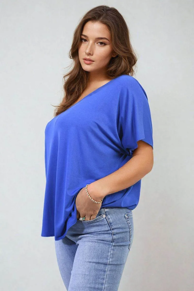 Womens Short Sleeve V-Neck Loose Top
