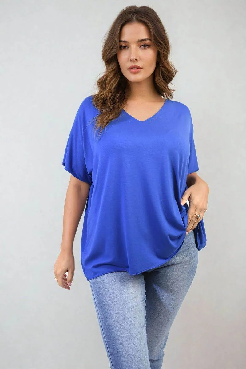 Womens Short Sleeve V-Neck Loose Top