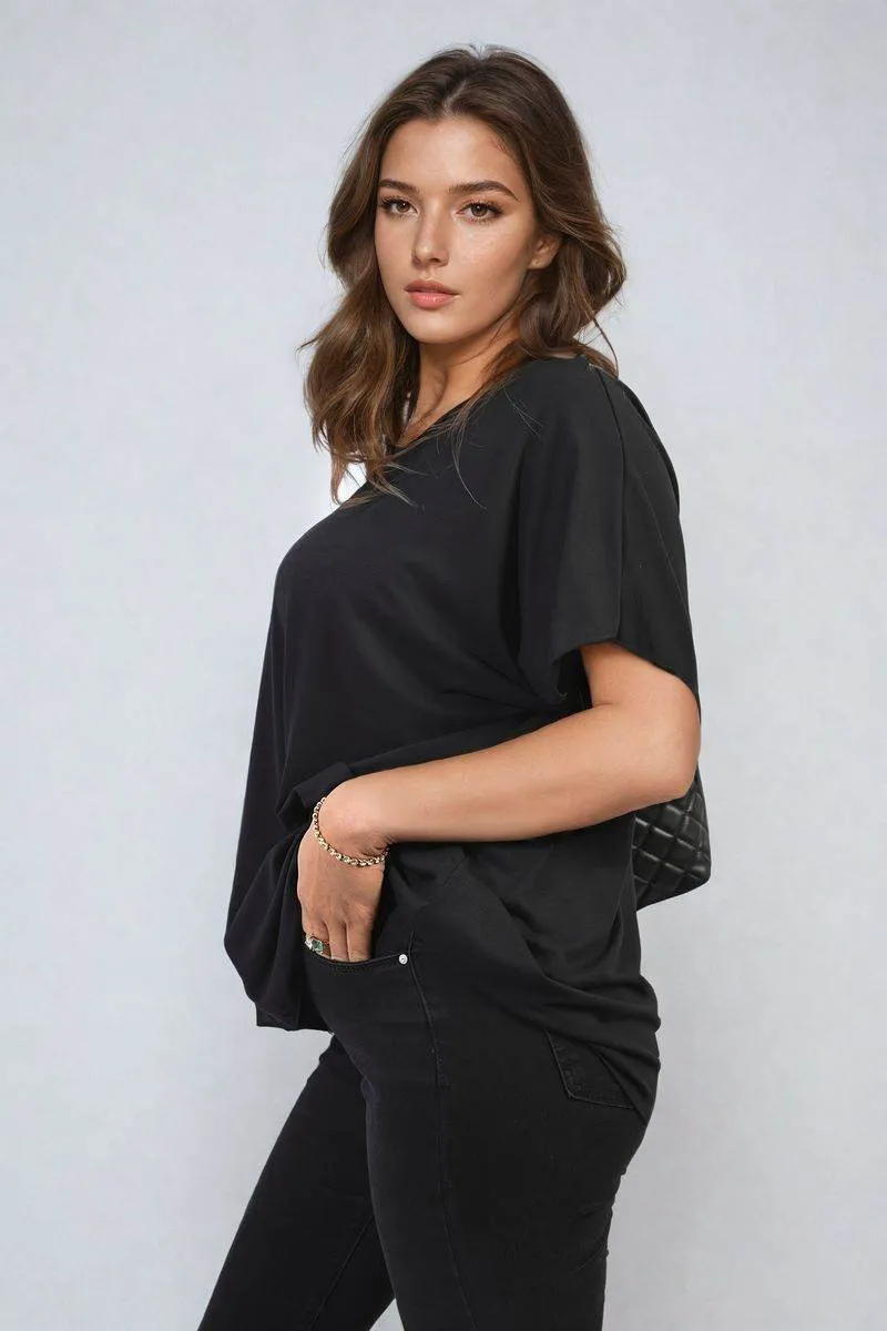 Womens Short Sleeve V-Neck Loose Top