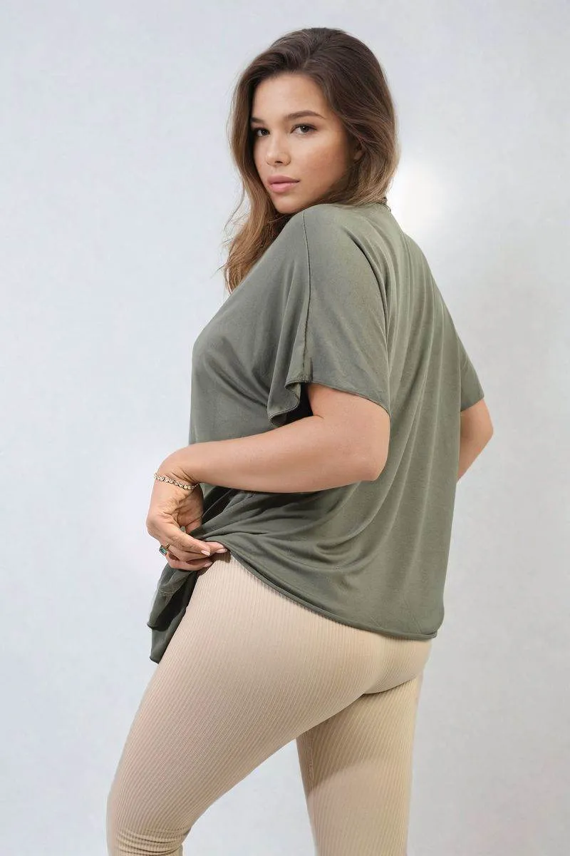 Womens Short Sleeve V-Neck Loose Top
