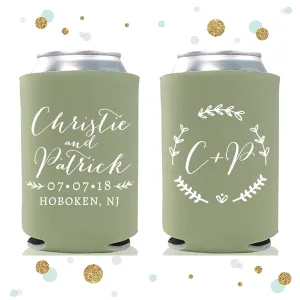 Wreath Monogram - Wedding Can Cooler #86R